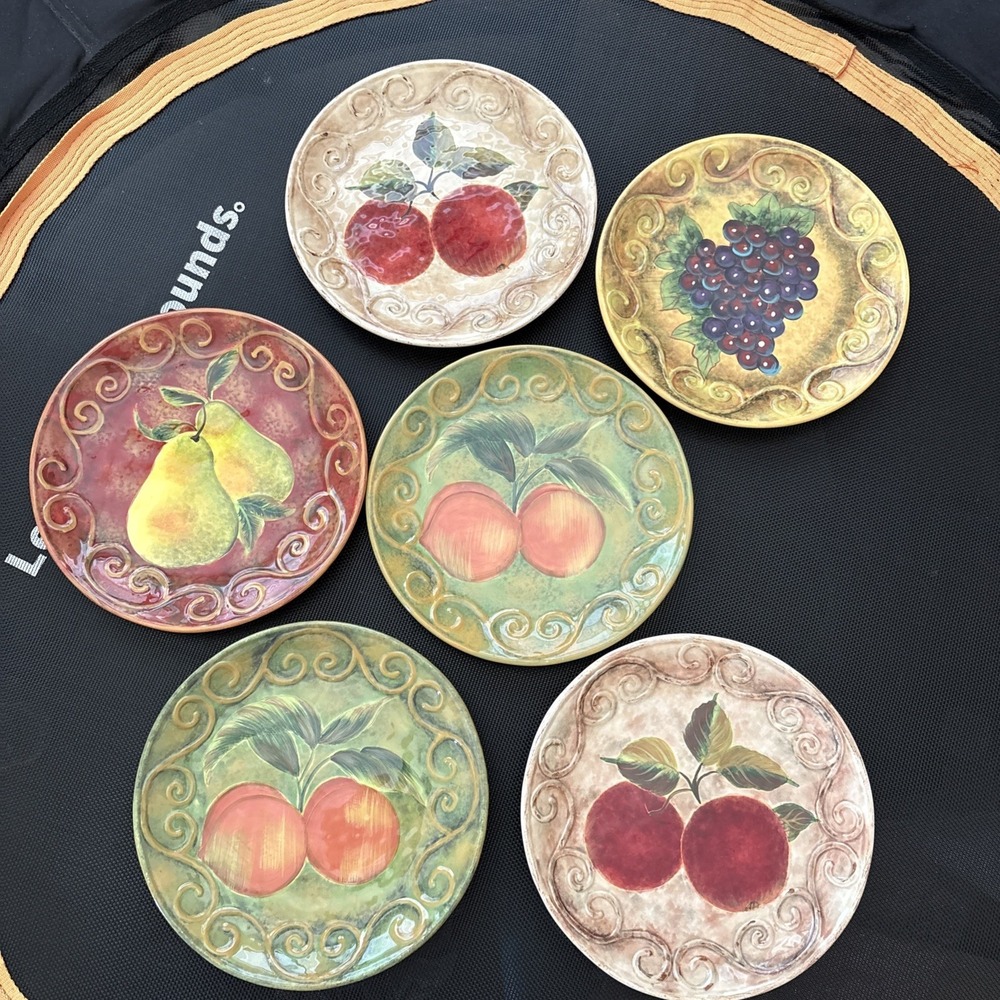 Certified International Susan Winget Fruit Salad Dessert Plates 8.75" Set of 6